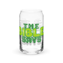 Load image into Gallery viewer, HG - “THE BIBLE SAYS” Can-shaped Glass &amp; Travel Mug Grn/Pnk/Blu/Org/Red/Blk
