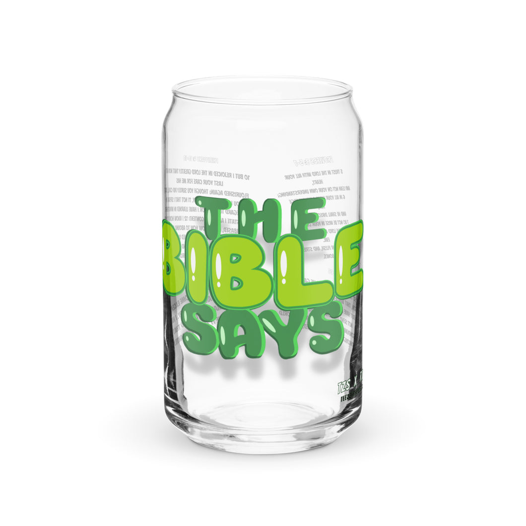 HG - “THE BIBLE SAYS” Can-shaped Glass & Travel Mug Grn/Pnk/Blu/Org/Red/Blk