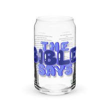 Load image into Gallery viewer, HG - “THE BIBLE SAYS” Can-shaped Glass &amp; Travel Mug Grn/Pnk/Blu/Org/Red/Blk
